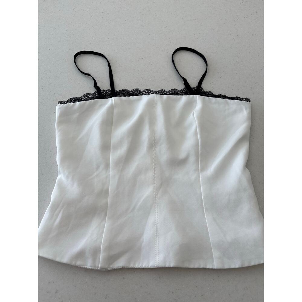 White Satin Lace Trim Cami Top Women’s
Adjustable Straps Y2K Minimalist - Picture 6 of 9